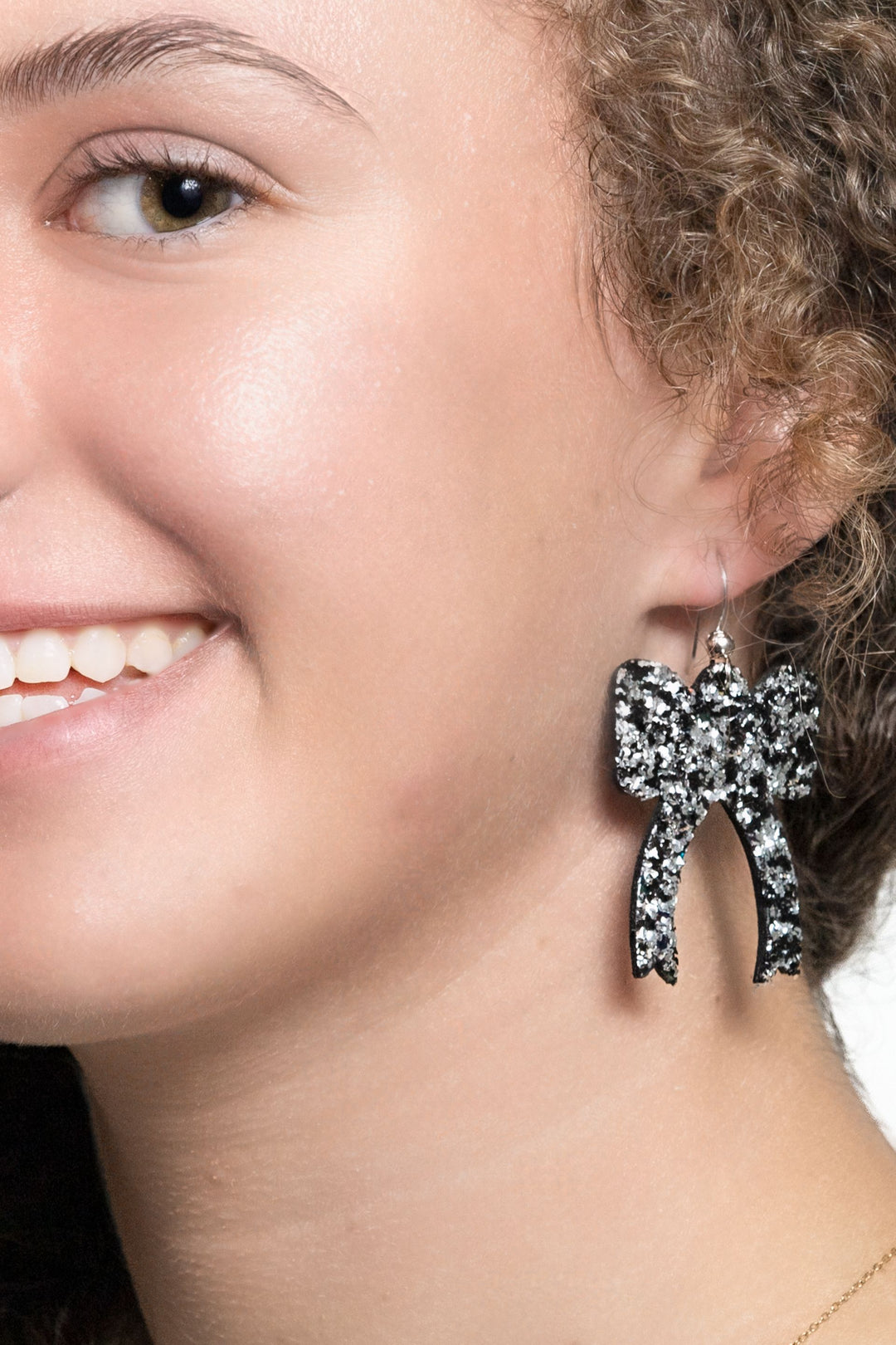 Sparkle in Black Ribbon Earrings