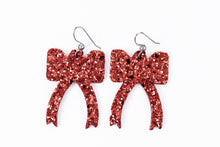 Load image into Gallery viewer, Sparkle in Red Ribbon Earrings
