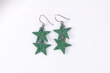 Load image into Gallery viewer, Green Shimmer Star Earrings
