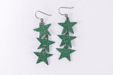 Load image into Gallery viewer, Green Shimmer Star Earrings
