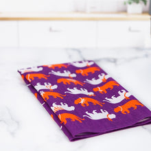 Load image into Gallery viewer, Spirit Tiger in Purple + Orange Tea Towel
