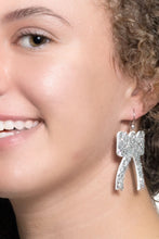 Load image into Gallery viewer, Sparkle in Silver Ribbon Earrings
