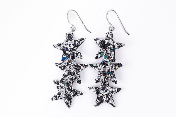 Sparkle in Black Star Earrings