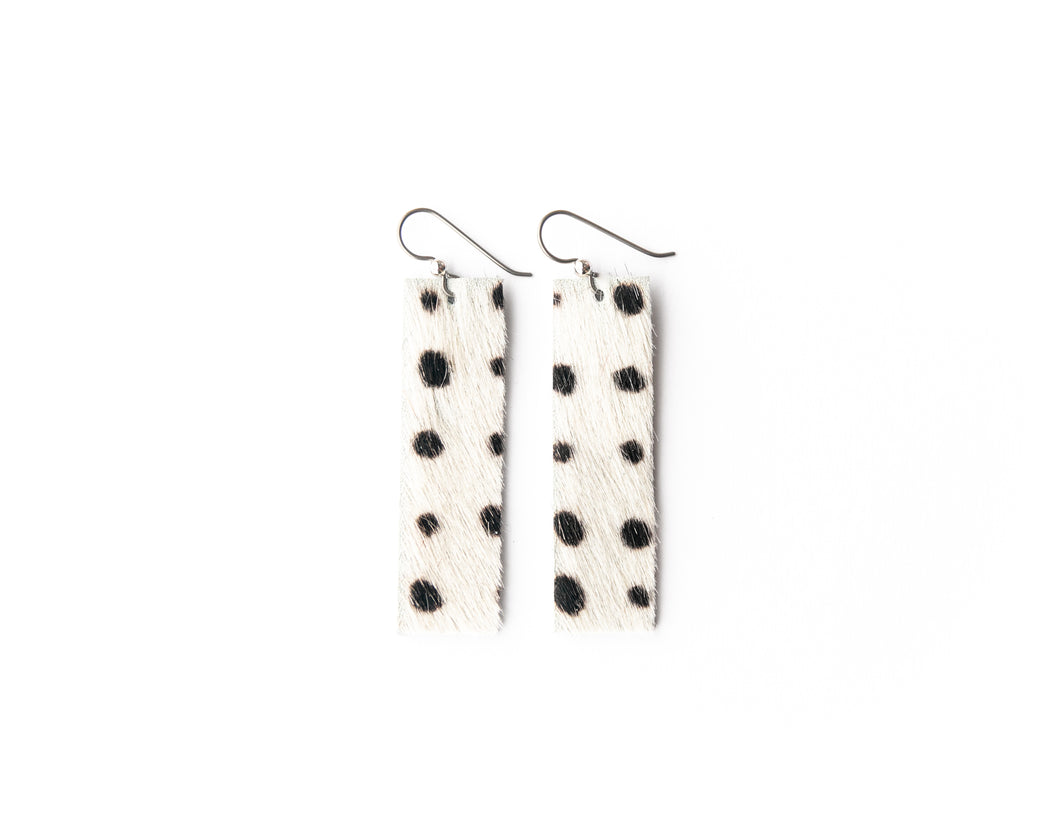 Spotted in Black Four Corners Leather Earrings