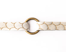Load image into Gallery viewer, Scalloped in Taupe and Cream Leather Bracelet
