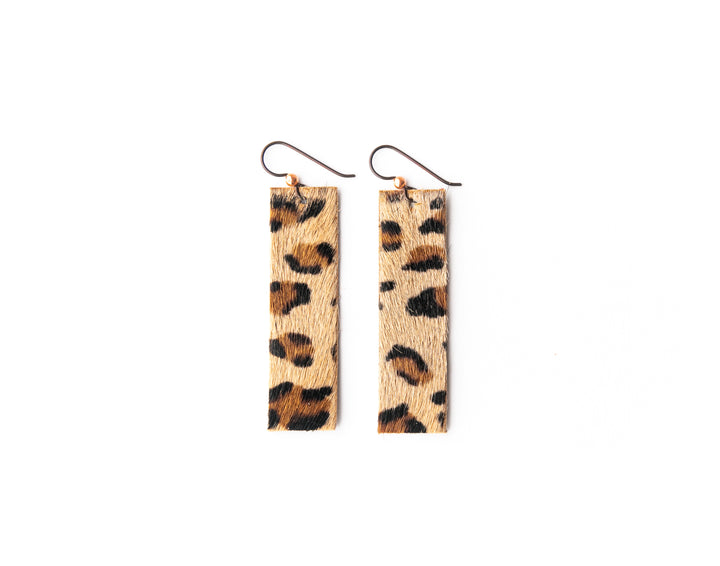 Leopard Four Corners Leather Earrings