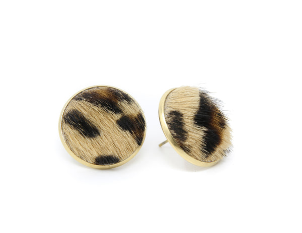 Leopard Full Circle Button Earrings
