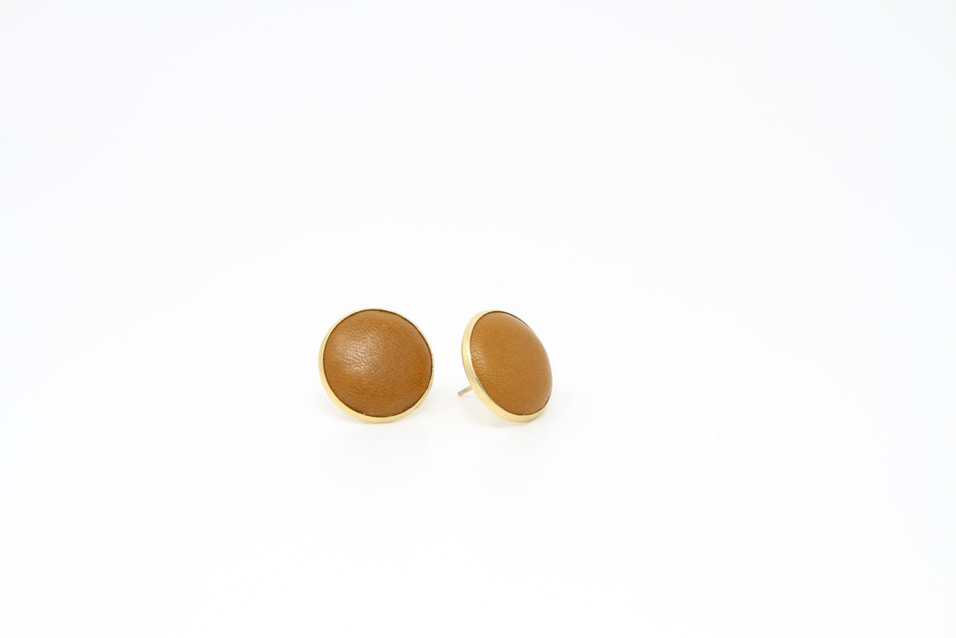 Classic Brown Full Circle Button Earrings