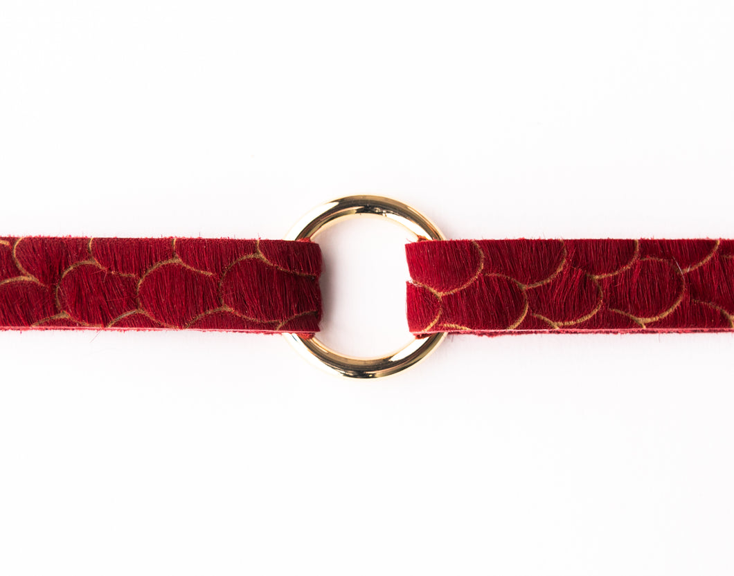 Scalloped in Red Leather Bracelet