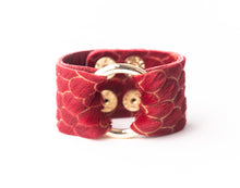 Load image into Gallery viewer, Scalloped in Red Leather Cuff
