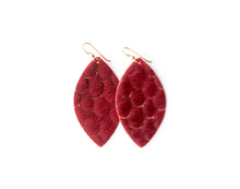 Load image into Gallery viewer, Scalloped in Red Leather Earrings
