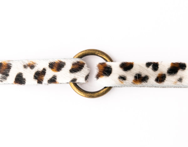 Leopard in White Leather Bracelet