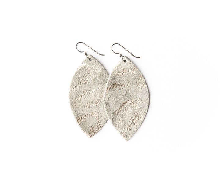 Silver Spot Cheetah Leather Earrings