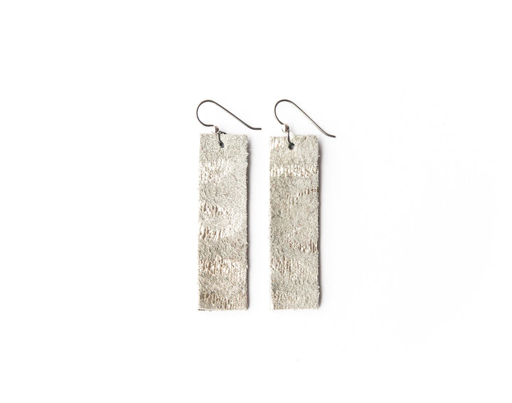 Silver Spot Cheetah Four Corners Leather Earrings