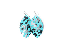 Load image into Gallery viewer, Cheetah in Turquoise Leather Earrings
