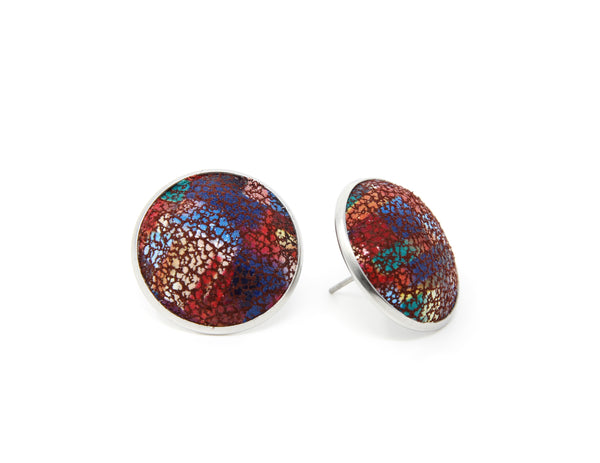 Deco Full Circle Button Earrings