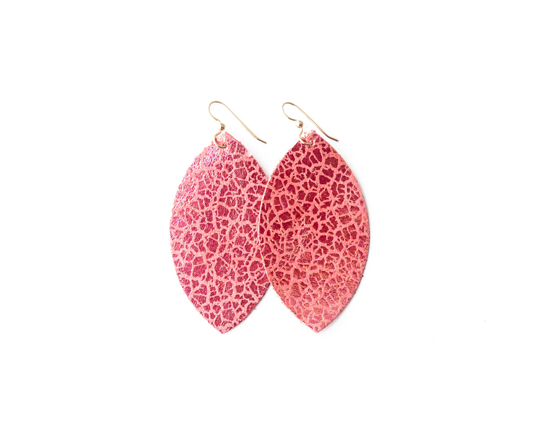 Rosé Pop Leather Earrings