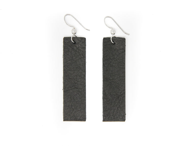 Black Four Corners Leather Earrings