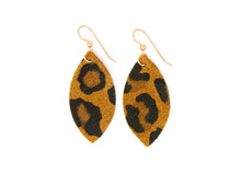 Load image into Gallery viewer, Carved Black and Bronze Leather Earrings
