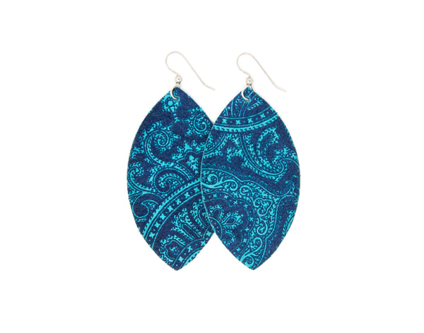 Turquoise Swirl Leather Earrings