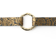 Load image into Gallery viewer, Carved Black and Bronze Leather Bracelet

