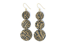 Load image into Gallery viewer, Carved Black and Bronze Cascade Earrings
