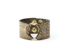 Load image into Gallery viewer, Carved Black and Bronze Leather Cuff

