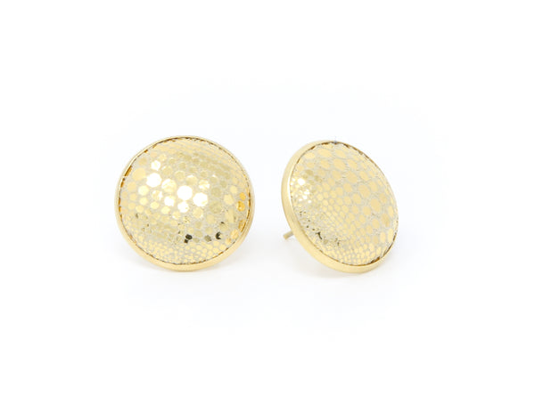 Luna Gold Full Circle Button Earrings
