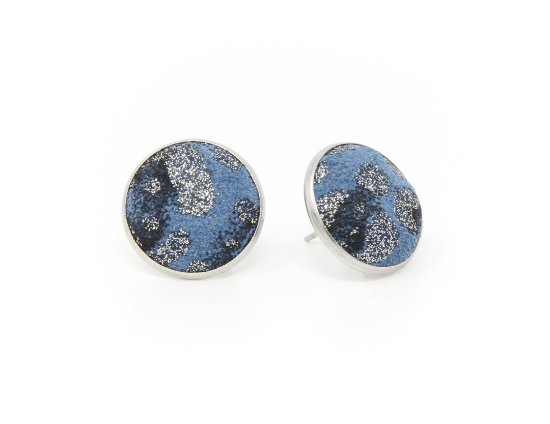 Blue Moon Full Circle Button Earrings