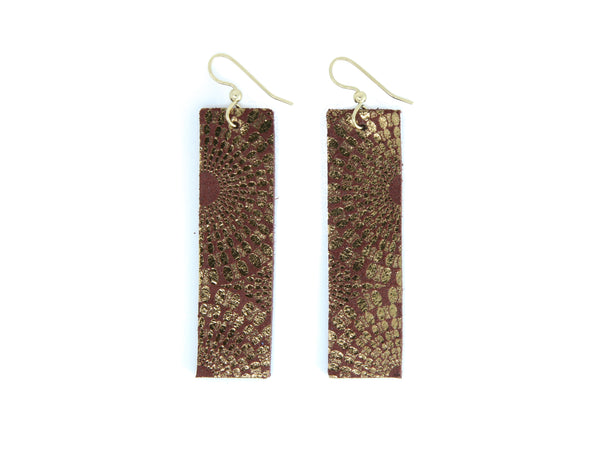 Starburst Berry Four Corners Leather Earrings