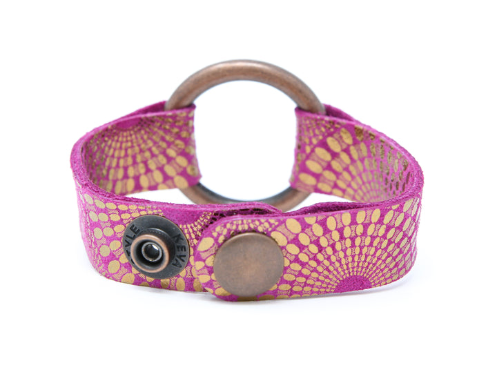 Starburst Magenta Leather Bracelet