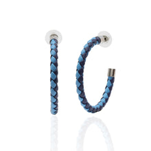 Load image into Gallery viewer, Double Blue Braided Hoop Earrings
