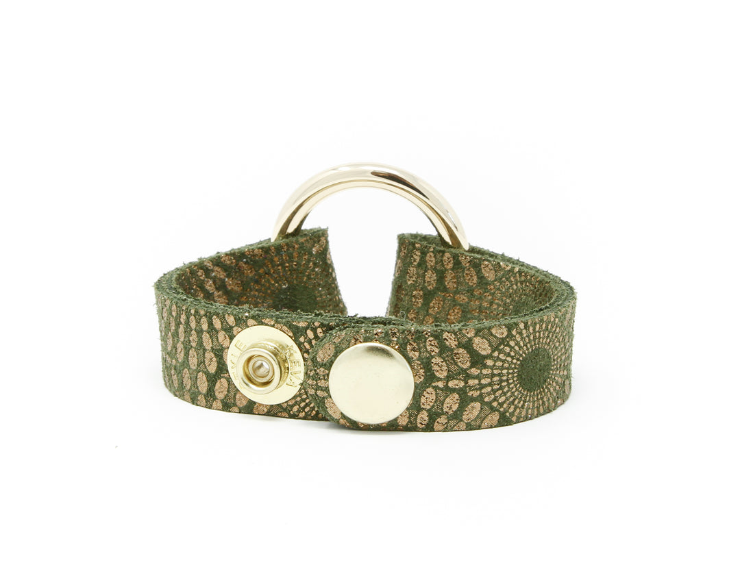 Starburst Green Leather Bracelet