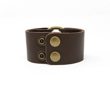 Load image into Gallery viewer, Classic Dark Brown Leather Cuff
