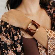 Load image into Gallery viewer, Starburst Berry Leather Cuff
