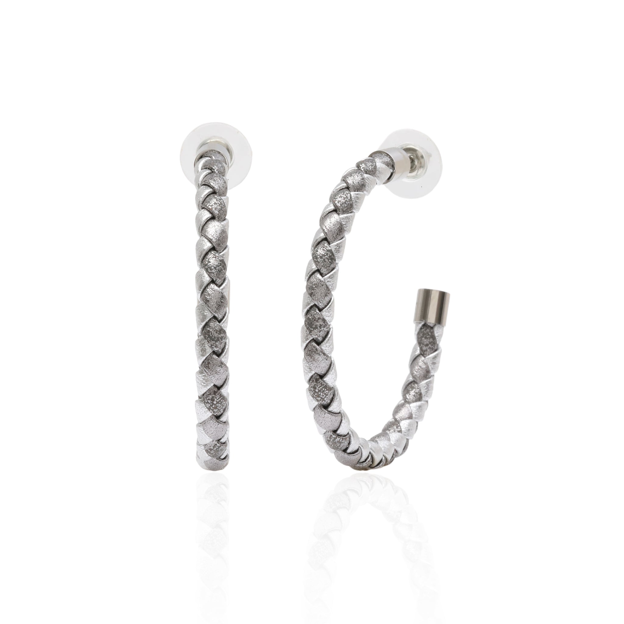 Aggregate 126+ silver braided hoop earrings best