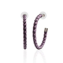 Load image into Gallery viewer, Double Purple Braided Hoop Earrings
