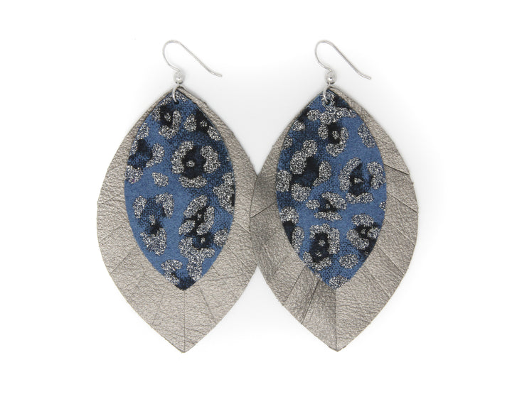 Blue Moon with Metallic Fringe Layered Earrings