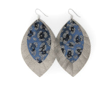 Load image into Gallery viewer, Blue Moon with Metallic Fringe Layered Earrings
