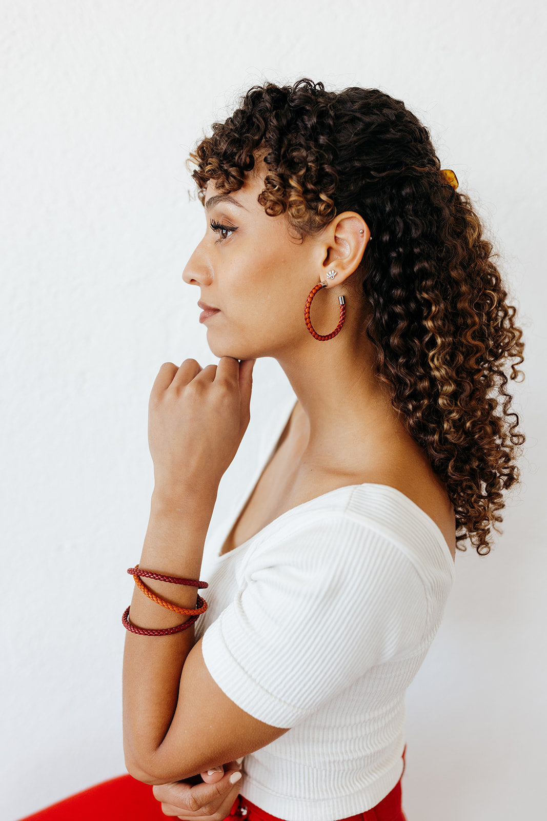 Hot Pink Braided Hoop Earrings