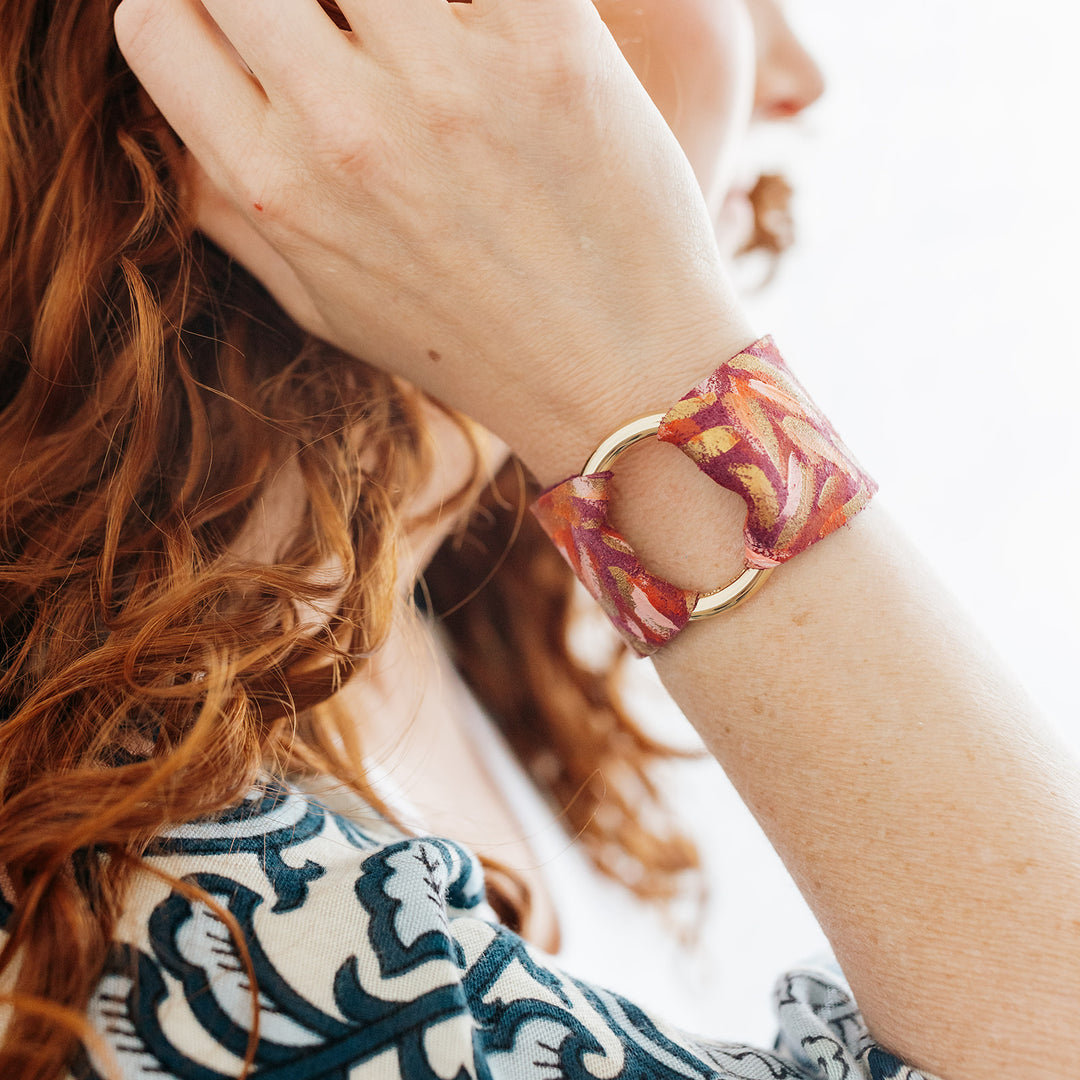 Live Out Loud Leather Cuff | Hand-painted by Jeanetta Gonzales