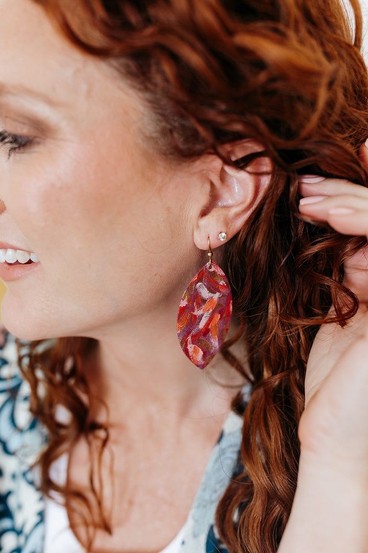 Live Out Loud Leather Earrings | Hand-painted by Jeanetta Gonzales