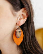 Load image into Gallery viewer, Come Together with Orange Fringe Layered Earring | Hand-painted by Jeanetta Gonzales
