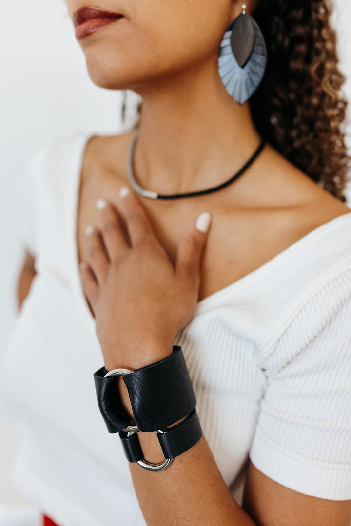 Classic Black Leather Cuff