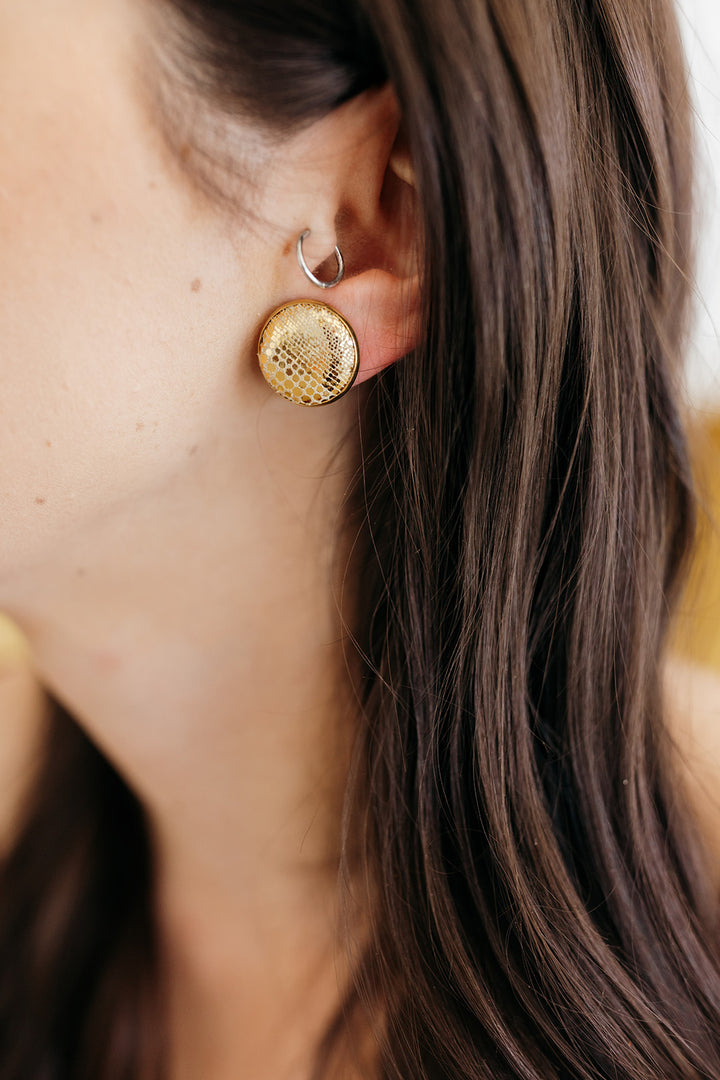 Luna Gold Full Circle Button Earrings