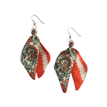 Load image into Gallery viewer, Holly and Ivy Wreath Silk Earrings
