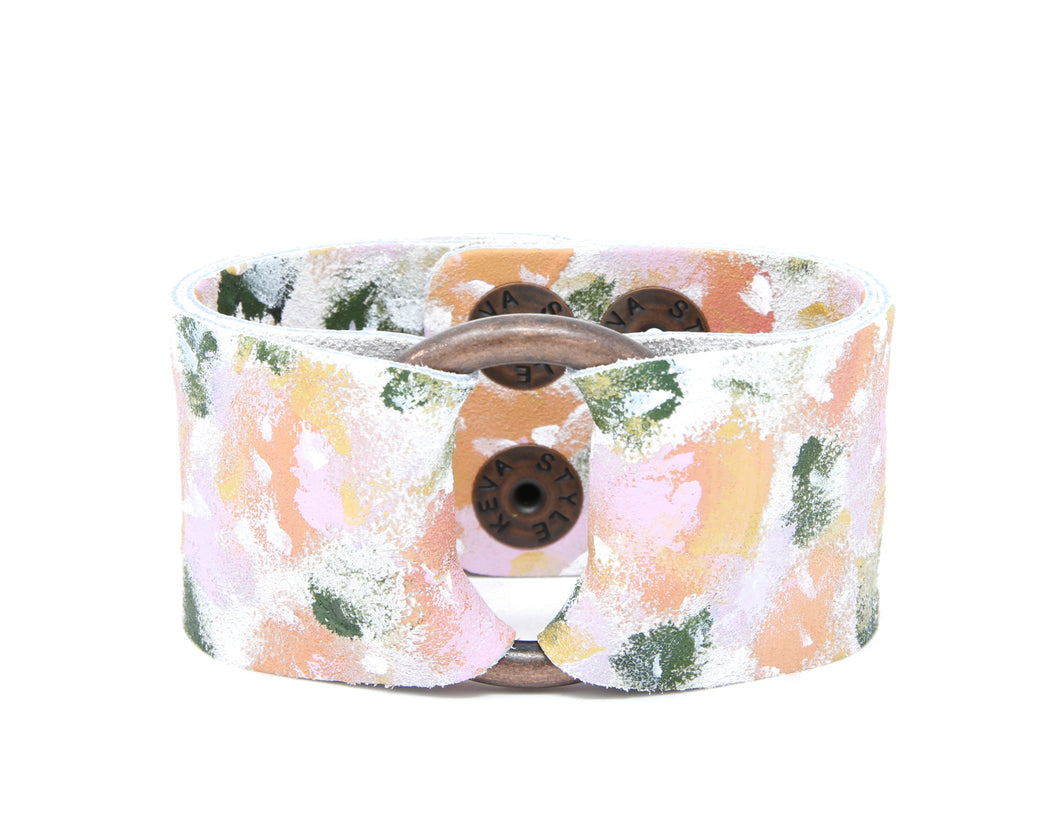Small Steps Leather Cuff | Hand-Painted by Rachel Camfield