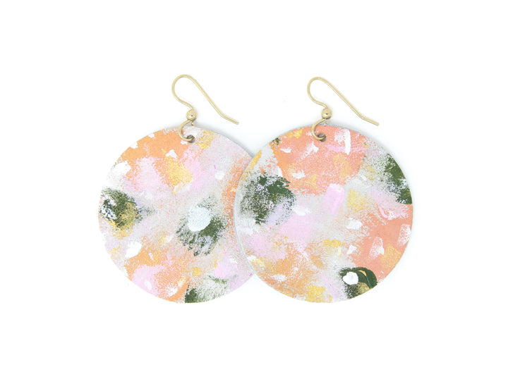 Small Steps Round Leather Earrings | Hand-Painted by Rachel Camfield