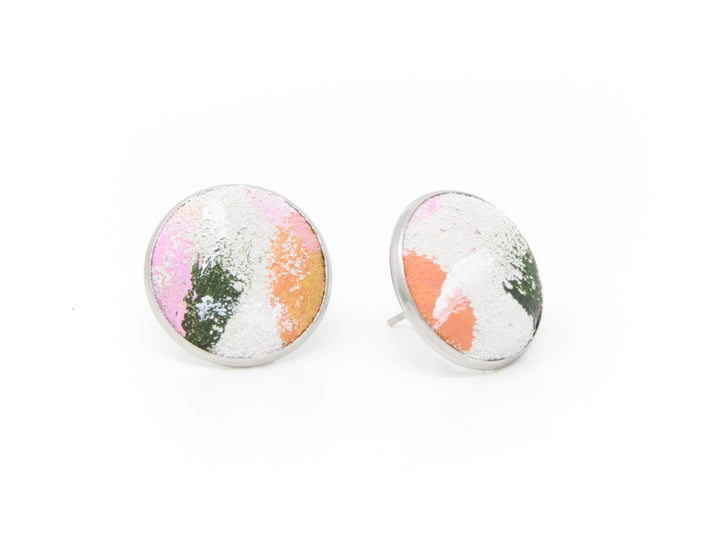 Small Steps Button Earrings | Hand-Painted by Rachel Camfield