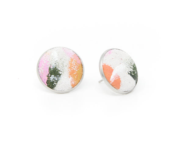 Small Steps Button Earrings | Hand-Painted by Rachel Camfield